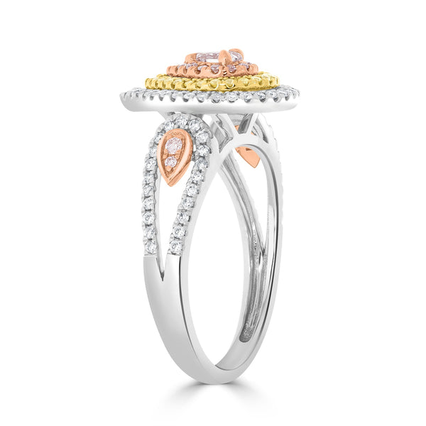 0.13tct Pink Diamond Ring with 0.5tct Diamonds set in 14K Two Tone gold