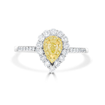 0.16 Yellow Diamond Rings with 0.53tct Diamond set in 14K Two Tone Gold