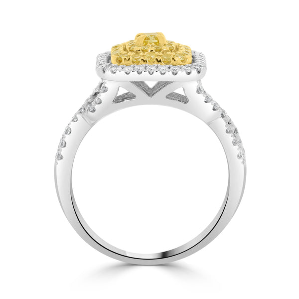 0.15ct Yellow Diamond Rings with 0.75tct Diamond set in 14K Two Tone Gold