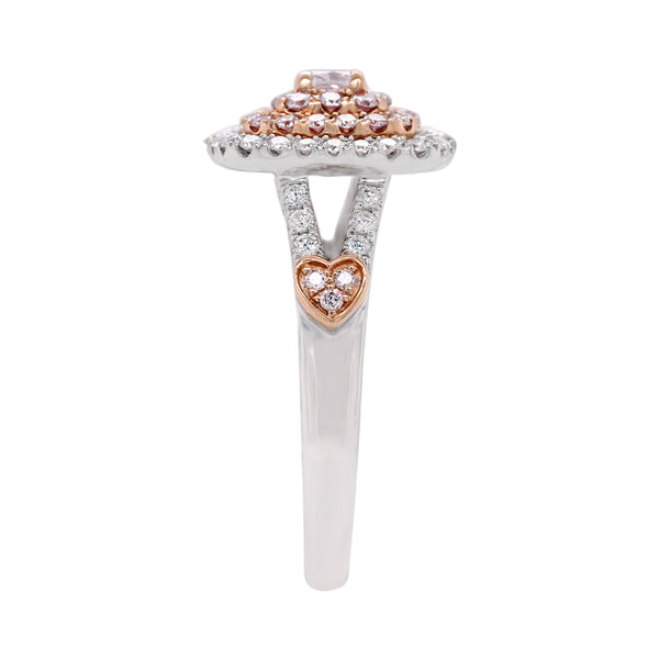 0.19Ct Yellow Diamond Ring With 0.70Tct Diamond Accents In 18K Two Tone Gold