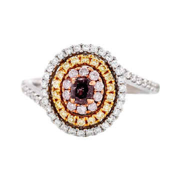 0.19Ct Pink Diamond Ring With 0.60Tct Diamonds With 18K Two Tone Gold