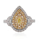 0.20ct Yellow Diamond ring with 0.72tct diamonds set in 18K two tone gold