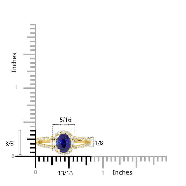 1.46ct sapphire Ring with 0.27tct Diamonds set in 14K Yellow Gold