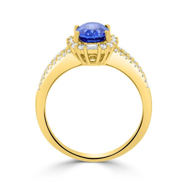 1.81ct Sapphire Ring with 0.36tct Diamonds set in 14K Yellow Gold