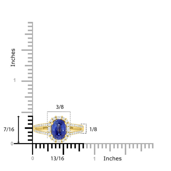 1.81ct Sapphire Ring with 0.36tct Diamonds set in 14K Yellow Gold
