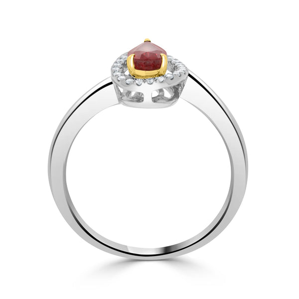 0.60ct Ruby Ring With 0.10tct Diamonds Set In 18K Two Tone Gold