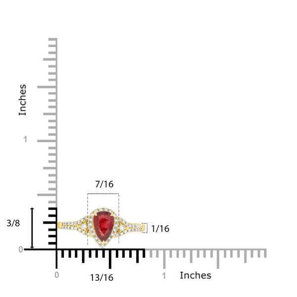 0.92Ct Ruby Ring With 0.23Tct Diamonds Set In 18K Yellow Gold