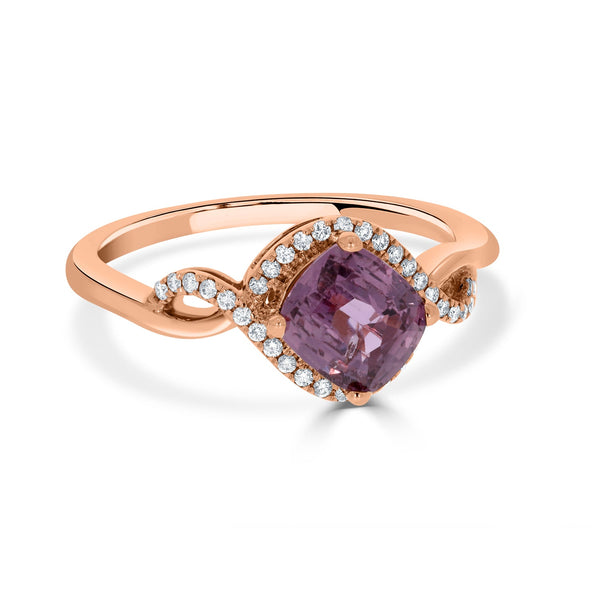 1.37ct Sapphire Rings with 0.11tct diamonds set in 14KT rose gold