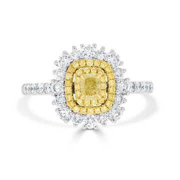 0.25ct Yellow Diamond Ring with 0.95tct Diamonds set in 14K Two Tone Gold
