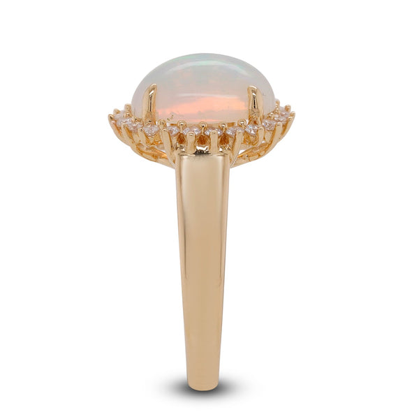 2.48ct Opal ring with 0.26tct diamonds set in 14K yellow gold