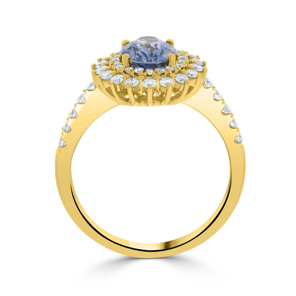 1.27ct Sapphire Rings  with 0.54tct diamonds set in 14KT yellow gold