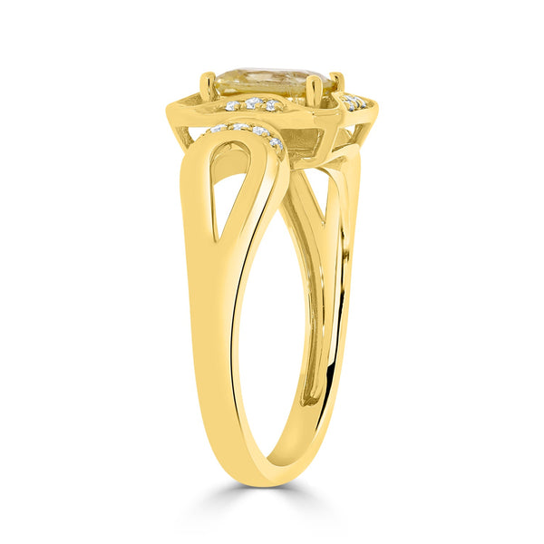 0.98ct Sapphire Rings with 0.10tct diamonds set in 14KT yellow gold