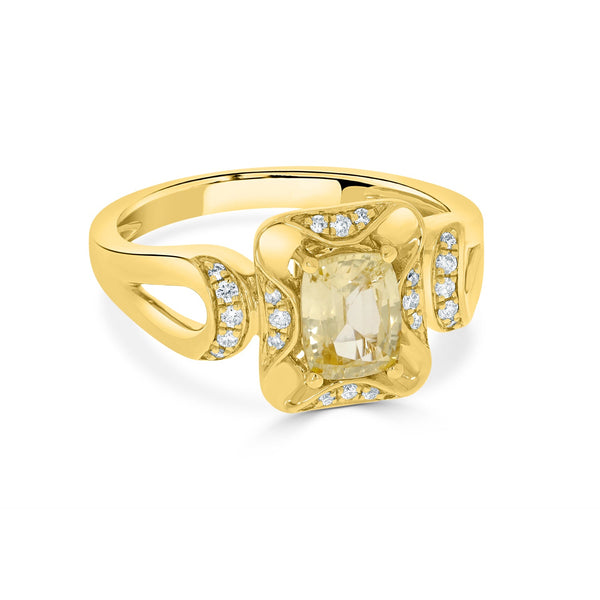 0.98ct Sapphire Rings with 0.10tct diamonds set in 14KT yellow gold