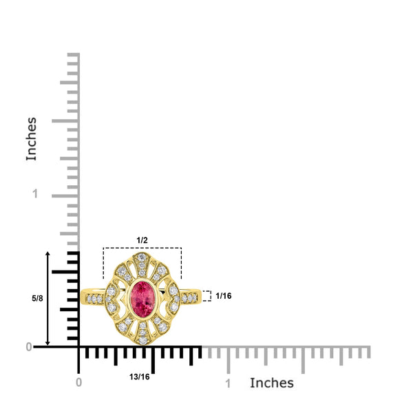 0.59ct Spinel ring with 0.26tct diamonds set in 14K yellow gold