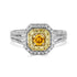 0.28ct Yellow Diamond ring with 0.56tct diamond accents set in 14K two tone gold