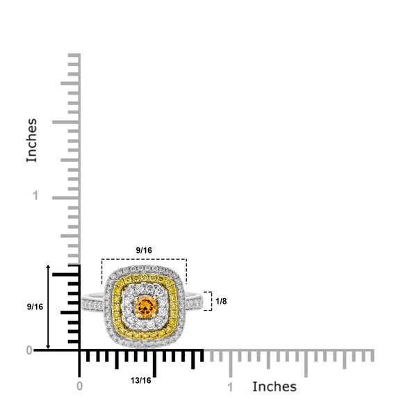0.22ct Orange Diamond ring with 0.75tct diamonds accents set in 14K two tone gold