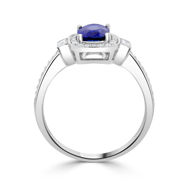 1.46ct Sapphire Ring with 0.27tct Diamonds set in 14K White Gold