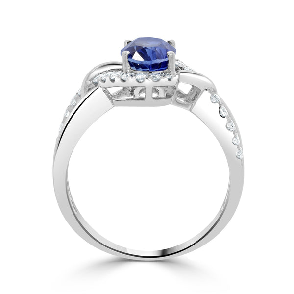 1.73ct Sapphire Ring with 0.3tct Diamonds set in 14K White Gold