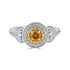 0.32ct Orange Diamond ring with 0.45tct diamond accents set in 14K two tone gold