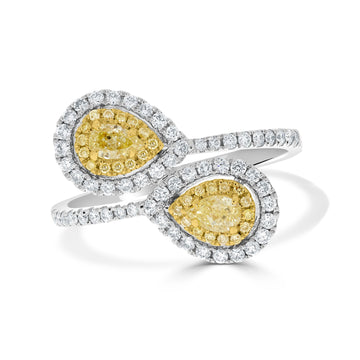 0.33tct Yellow Diamond ring with 0.48tct accent diamonds set in 18K two tone gold