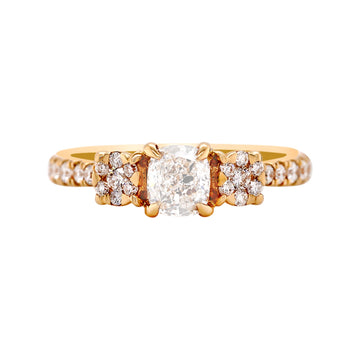 0.56ct Radiant Diamond Ring With 0.42tct Diamond Accents In 14K Yellow Gold