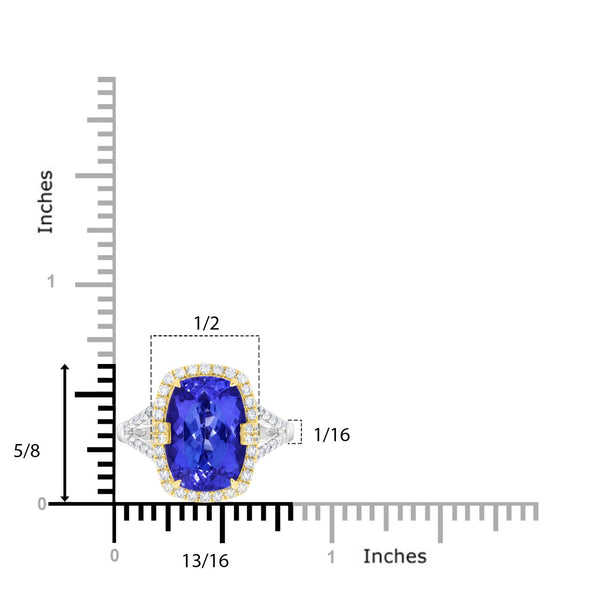 5.76ct Tanzanite Ring with 0.47tct Diamonds set in 14K Two Tone Gold