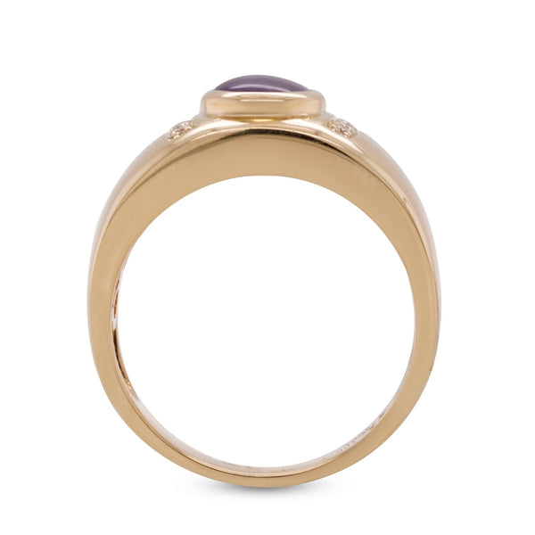 1.49ct Sapphire ring with 0.05tct diamonds set in 14K yellow gold