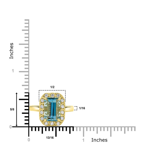 3.03ct Aquamarine ring with 0.23ct diamonds set in 14K yellow gold