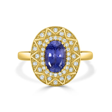 1.52ct Sapphire Rings with 0.23tct diamonds set in 14KT yellow gold