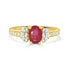 1.00Ct Ruby Ring With 0.46Tct Diamonds Set In 14K Yellow Gold