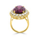 18.44ct Grape Garnet Ring With 2.46ct Diamonds Set In 14K Yellow Gold