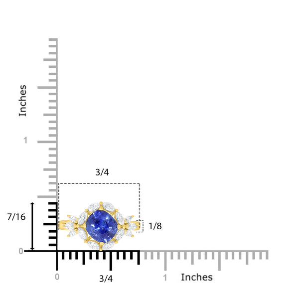 1.75ct Sapphire Ring with 0.62tct Diamonds set in 14K Yellow Gold