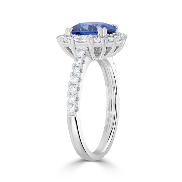 2.23ct Sapphire Ring with 0.63tct Diamonds set in 14K White Gold