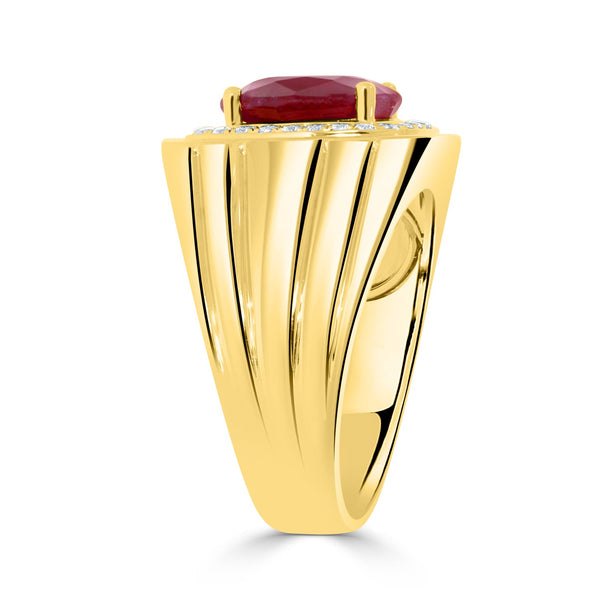5.03Ct Ruby Ring With 0.31Tct Diamonds Set In 14K Yellow Gold