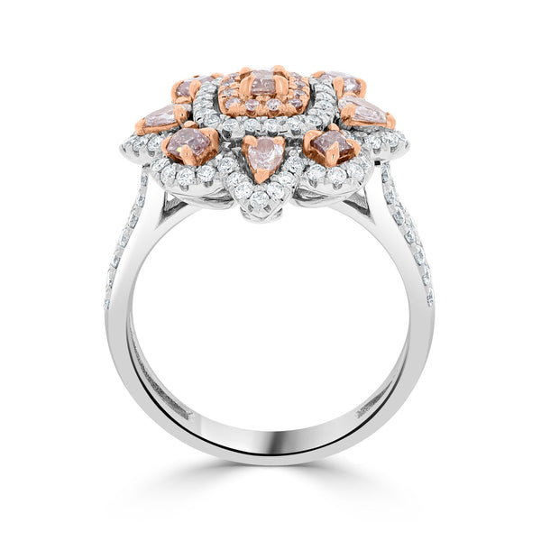 0.7ct Pink Diamond Ring with 0.77ct Diamonds set in 14K Two Tone