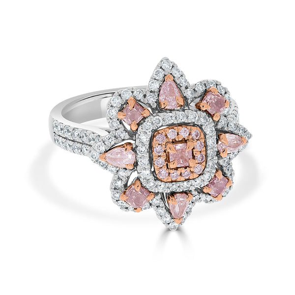 0.7ct Pink Diamond Ring with 0.77ct Diamonds set in 14K Two Tone