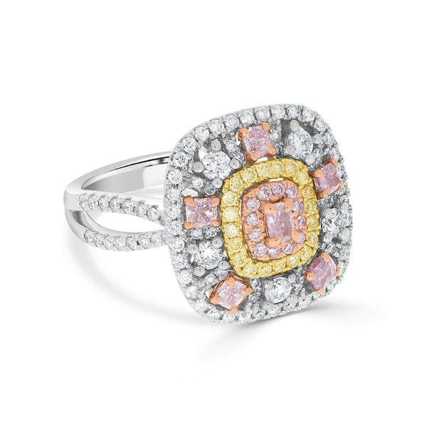 0.51ct Pink Diamond Ring with 1.03ct Diamonds set in 14K Two Tone