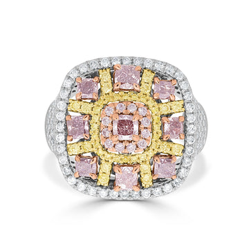 1.27ct Pink Diamond Ring with 1.54ct Diamonds set in 14K Two Tone