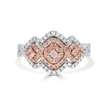 0.15ct Pink Diamond Ring with 0.58ct Diamonds set in 14K Two Tone