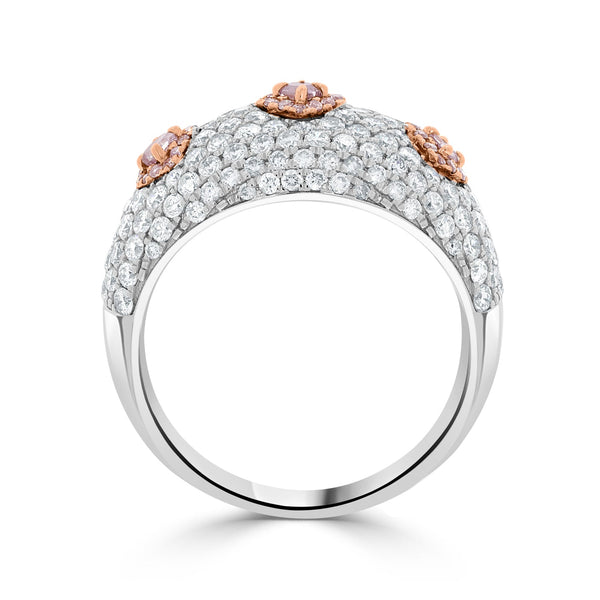 0.14tct Pink Diamond Ring with 1.68tct Diamonds set in 14K Two Tone Gold