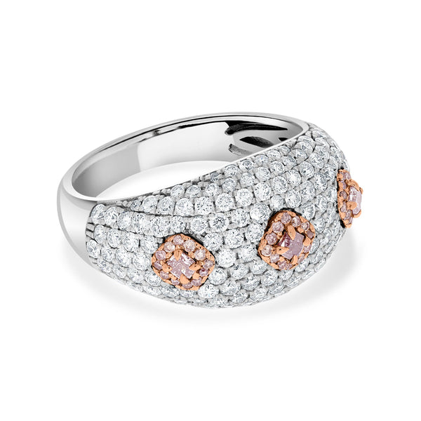 0.14tct Pink Diamond Ring with 1.68tct Diamonds set in 14K Two Tone Gold