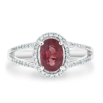 1.51Ct Ruby Ring With 0.23Tct Diamonds Set In 18K White Gold