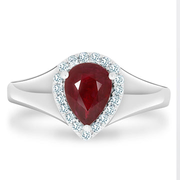 1.16Ct Ruby Ring With 0.17Tct Diamonds Set In 14K White Gold