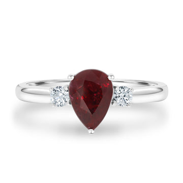 2Ct Ruby Ring With 0.16Tct Diamonds Set In 18K White Gold