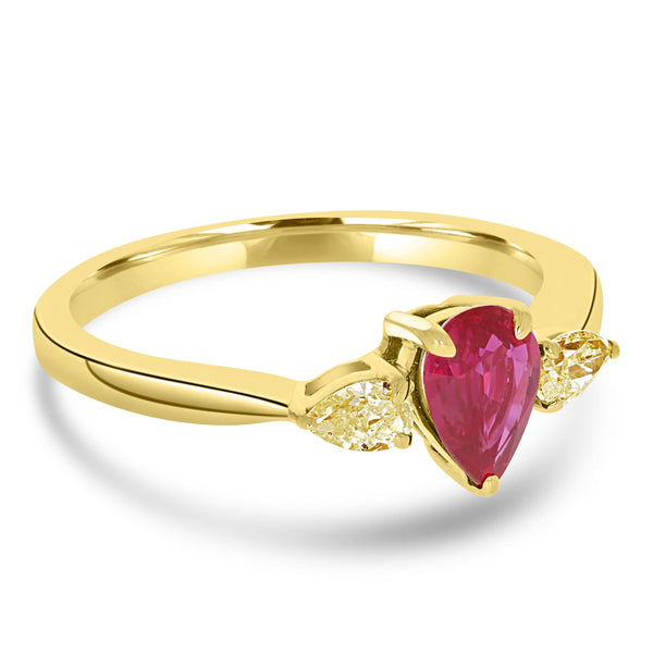 0.63Ct Ruby Ring With 0.36Tct Diamonds Set In 14K Two Tone Gold