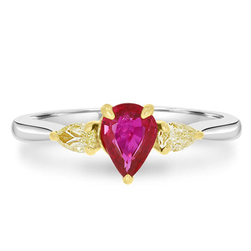 0.74Ct Ruby Ring With 0.26Tct Diamonds Set In 18K Two Tone Gold