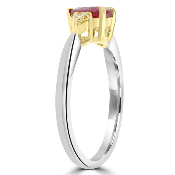 0.74Ct Ruby Ring With 0.26Tct Diamonds Set In 18K Two Tone Gold