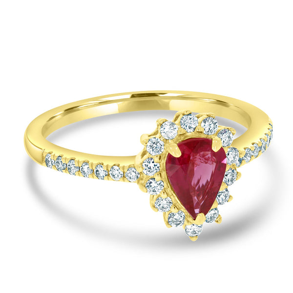 0.78Ct Ruby Ring With 0.37Tct Diamonds Set In 14K Yellow Gold