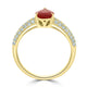1.23Ct Ruby Ring With 0.41Tct Diamonds Set In 14K Yellow Gold