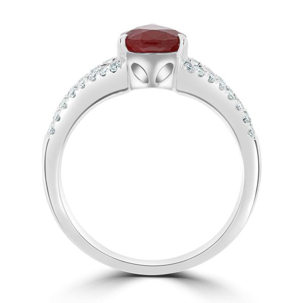 1.12Ct Ruby Ring With 0.30Tct Diamonds Set In 18K White Gold